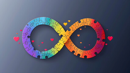 Autistic rainbow eight infinity symbol. Autism awareness day symbol. generative ai