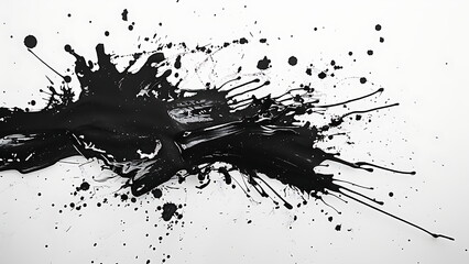 Black and white grunge ink splat isolated on transparent or white background with generative ai