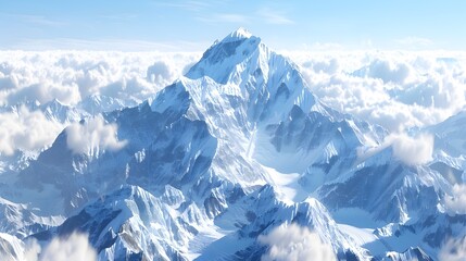 D Rendered Satellite View of Majestic Everest and Himalayas Range A Virtual Expedition Generative ai - obrazy, fototapety, plakaty