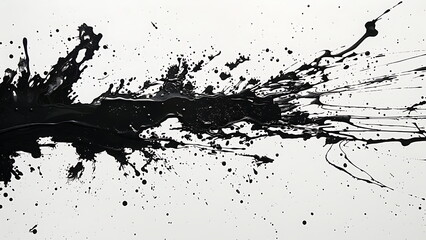 Black ink splatters isolated on a white background