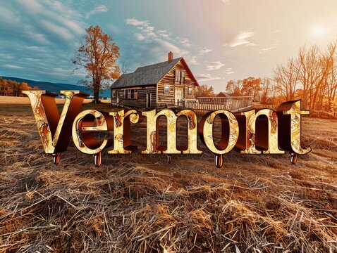Rustic Vermont farmhouse during golden sunset, ideal for storytelling in travel blogs, countryside living editorials, and photography collections
