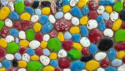 Fototapeta na wymiar color of concrete walls with a combination of river stones as a background