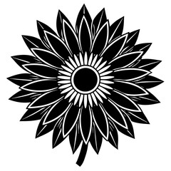 black and white sunflower, black sunflower on web silhouette vector illustration,icon,svg,flower characters,Holiday t shirt,Hand drawn trendy Vector illustration,flower on a white background