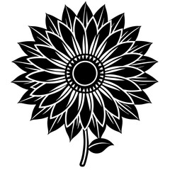 black and white sunflower, black sunflower on web silhouette vector illustration,icon,svg,flower characters,Holiday t shirt,Hand drawn trendy Vector illustration,flower on a white background