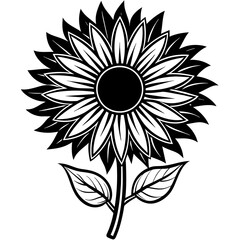 black and white sunflower, black sunflower on web silhouette vector illustration,icon,svg,flower characters,Holiday t shirt,Hand drawn trendy Vector illustration,flower on a white background