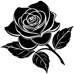 black rose isolated on white, black rose on web silhouette vector illustration,icon,svg,flower characters,Holiday t shirt,Hand drawn trendy Vector illustration,rose on a white background