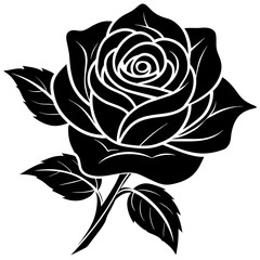Fototapeta premium black rose isolated on white, black rose on web silhouette vector illustration,icon,svg,flower characters,Holiday t shirt,Hand drawn trendy Vector illustration,rose on a white background