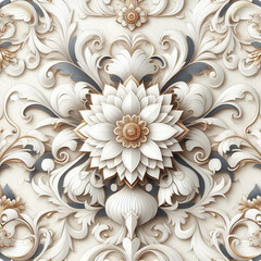 Fototapeta na wymiar Beautiful floral elegant swirls damask fabric seamless pattern of hand drawn flowers with decorative colorful wallpaper background