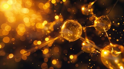 A captivating digital animation shows golden particles coming together to form a powerful biofuel molecule representing the transformative potential of this valuable resource in creating .