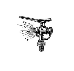 Spraying Sprinkler Top Illustration Design