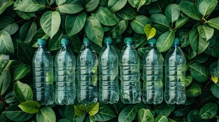 A vision of ecology and environmental responsibility with water bottles designed to combat plastic pollution, - obrazy, fototapety, plakaty