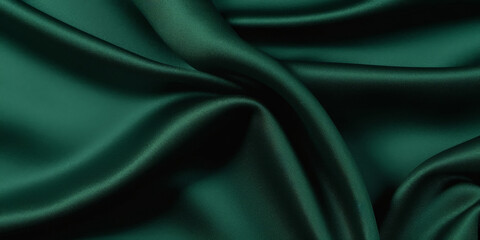 Fototapeta premium Dark green velvet fabric texture background, dark emerald cloth material for fashion design, green silk satin,