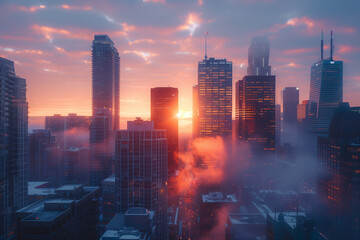 Morning city skyline