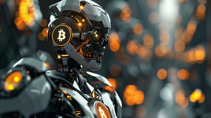 Fototapeta premium Bitcoin Robot