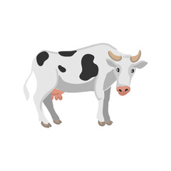 vector drawing white cow, farm animal isolated at white background, hand drawn illustration - 780219550