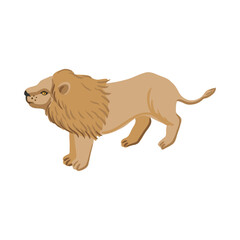 vector drawing lion, cartoon animal isolated at white background, hand drawn illustration