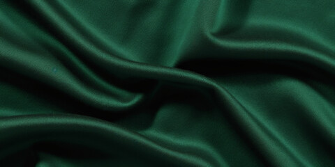Dark green velvet fabric texture background, dark emerald  cloth material for fashion design, green silk satin,