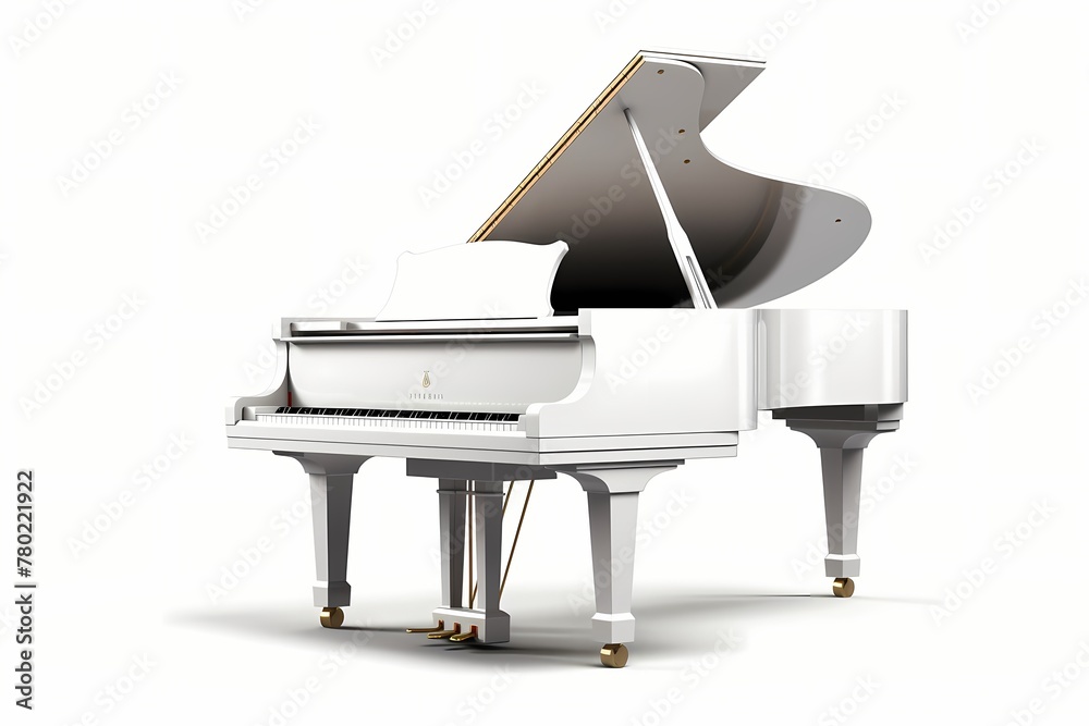 Wall mural a white piano isolated on a white background