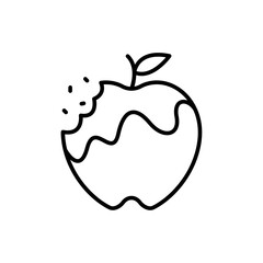 Rotten apple outline icons, minimalist vector illustration ,simple transparent graphic element .Isolated on white background