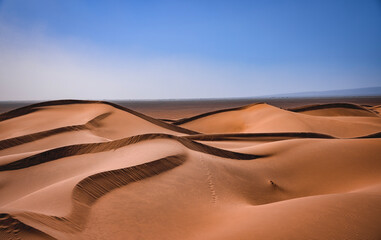 A sand dune of sahara desert at Mhamid el Ghizlane in Morocco