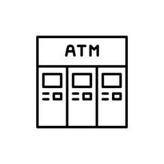 ATM machine outline icons, minimalist vector illustration ,simple transparent graphic element .Isolated on white background