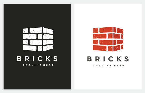 Rustic Brick Wall logo design vector illustration