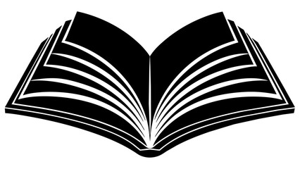 open book with pages, black open book silhouette vector illustration,icon,svg,book characters,Holiday t shirt,Hand drawn trendy Vector illustration,book on a white background