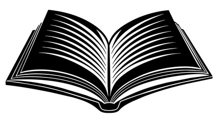 open book with pages, black open book silhouette vector illustration,icon,svg,book characters,Holiday t shirt,Hand drawn trendy Vector illustration,book on a white background