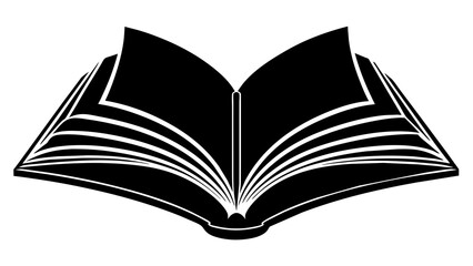 open book with pages, black open book silhouette vector illustration,icon,svg,book characters,Holiday t shirt,Hand drawn trendy Vector illustration,book on a white background