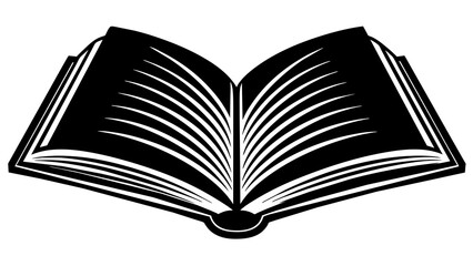 open book with pages, black open book silhouette vector illustration,icon,svg,book characters,Holiday t shirt,Hand drawn trendy Vector illustration,book on a white background