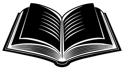 open book with pages, black open book silhouette vector illustration,icon,svg,book characters,Holiday t shirt,Hand drawn trendy Vector illustration,book on a white background