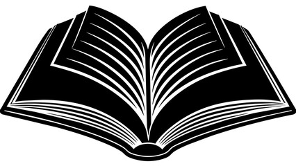 open book with pages, black open book silhouette vector illustration,icon,svg,book characters,Holiday t shirt,Hand drawn trendy Vector illustration,book on a white background