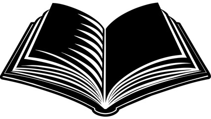 open book with pages, black open book silhouette vector illustration,icon,svg,book characters,Holiday t shirt,Hand drawn trendy Vector illustration,book on a white background