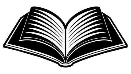 open book with pages, black open book silhouette vector illustration,icon,svg,book characters,Holiday t shirt,Hand drawn trendy Vector illustration,book on a white background