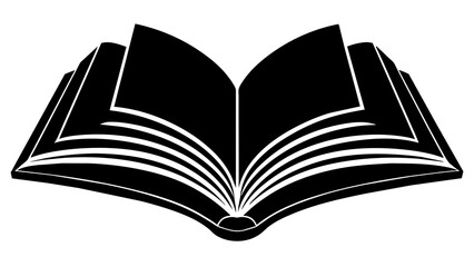 open book with pages, black open book silhouette vector illustration,icon,svg,book characters,Holiday t shirt,Hand drawn trendy Vector illustration,book on a white background