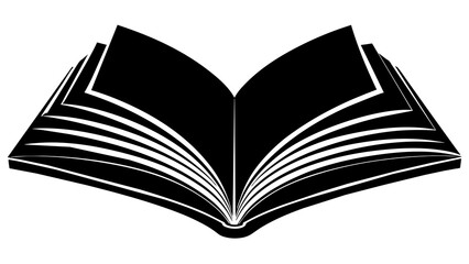 open book with pages, black open book silhouette vector illustration,icon,svg,book characters,Holiday t shirt,Hand drawn trendy Vector illustration,book on a white background