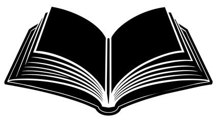 open book with pages, black open book silhouette vector illustration,icon,svg,book characters,Holiday t shirt,Hand drawn trendy Vector illustration,book on a white background