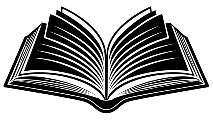 open book with pages, black open book silhouette vector illustration,icon,svg,book characters,Holiday t shirt,Hand drawn trendy Vector illustration,book on a white background