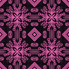 Geometric ethnic floral pixel art embroidery, Aztec style, abstract background design for fabric, clothing, textile, wrapping, decoration, scarf, print, wallpaper, table runner. - 780224947