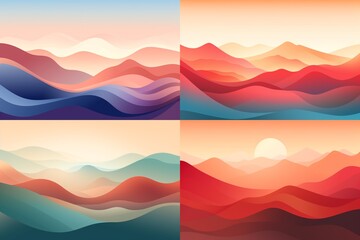 Abstract vector illustration of a mountain range, with bold lines and a calming solid color background