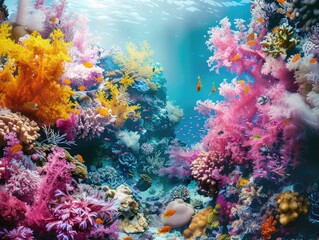 Naklejka na ściany i meble A delicate coral reef ecosystem