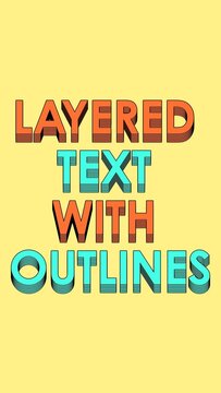 Vertical Layered Text with Outlines
