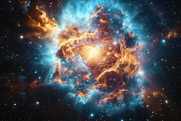 Dramatic Stellar Explosion Bursts with Cosmic Energy and Illuminates the Vastness of the Universe - obrazy, fototapety, plakaty