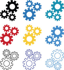 Gear setting icon set. Cog wheel icon. Gear wheel icon.