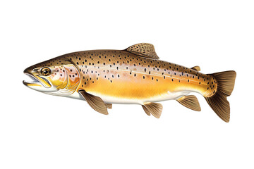 Image of a trout fish isolated on white background. Fresh fish. Underwater animals. Generative AI.