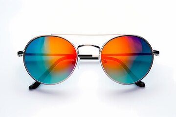A pair of sunglasses isolated on a white solid background