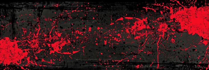 Red splatter background, dark red and black grunge, dark texture, dark grungy background, red background, red texture wall vintage, horror, halloween background,blood  banner - obrazy, fototapety, plakaty