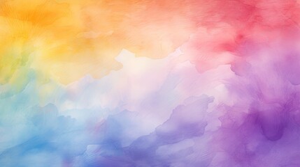 watercolor rainbow background with vibrant, blended hues seamlessly transitioning from red to violet, creating a harmonious and uplifting atmosphere, Watercolor painting background