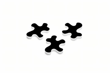 Abstract black and white icon of a puzzle piece, featuring thick lines and isolated on white solid background