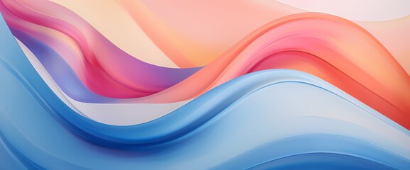 Amidst the calm embrace of minimalist aesthetics, a lively gradient wave emerges, its fluid motion a testament to the harmonious interplay of form and color within the modern canvas. - obrazy, fototapety, plakaty